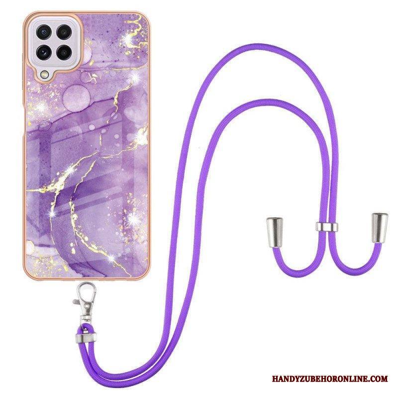 Case Samsung Galaxy M32 Kiristysnyörillä Johdon Marmorisuunnittelu
