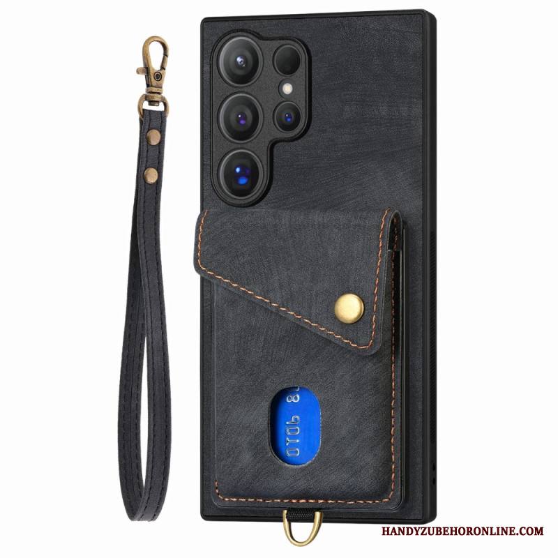 Case Samsung Galaxy S25 Ultra 5g Puhelinkuoret Mokkanahkakuvio Korttitaskulla Ja Jalusta