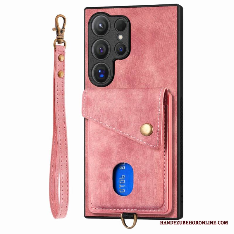 Case Samsung Galaxy S25 Ultra 5g Puhelinkuoret Mokkanahkakuvio Korttitaskulla Ja Jalusta