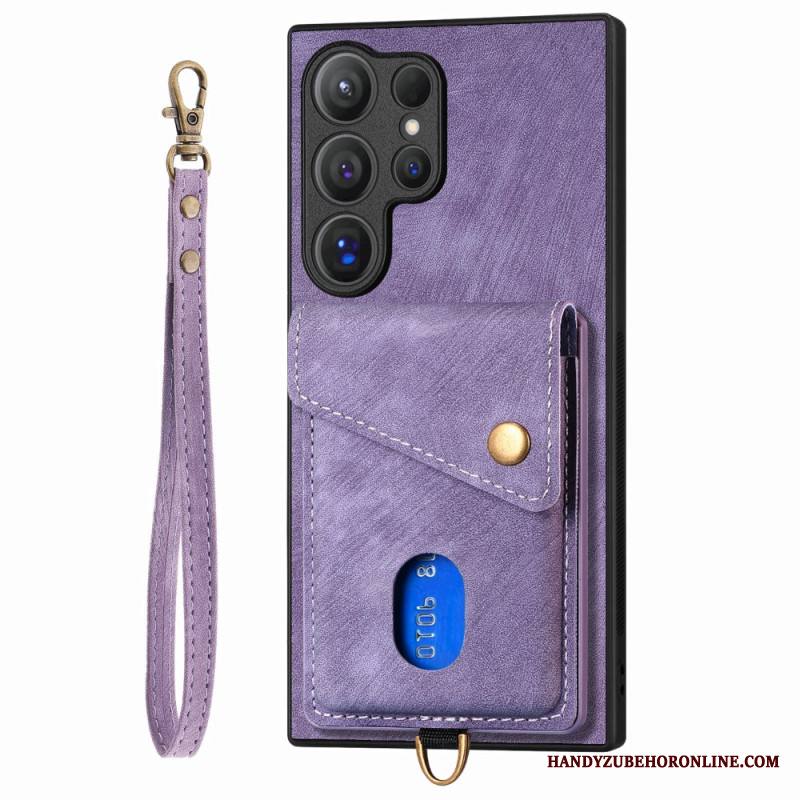 Case Samsung Galaxy S25 Ultra 5g Puhelinkuoret Mokkanahkakuvio Korttitaskulla Ja Jalusta