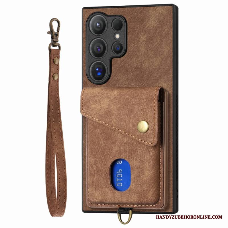 Case Samsung Galaxy S25 Ultra 5g Puhelinkuoret Mokkanahkakuvio Korttitaskulla Ja Jalusta