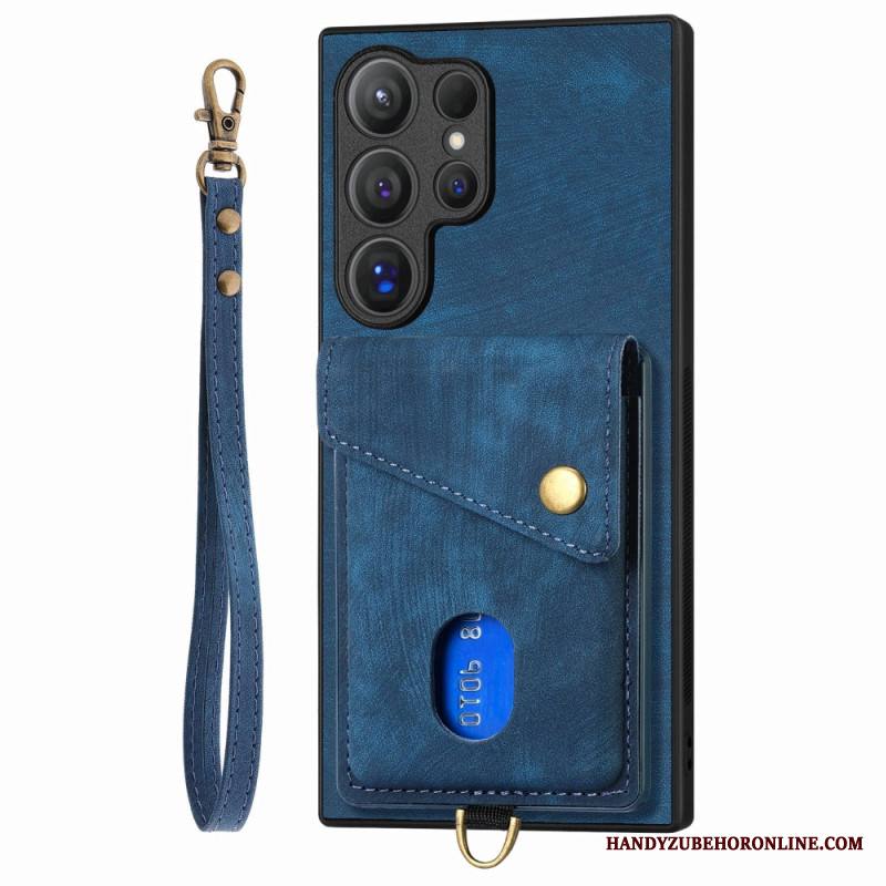 Case Samsung Galaxy S25 Ultra 5g Puhelinkuoret Mokkanahkakuvio Korttitaskulla Ja Jalusta