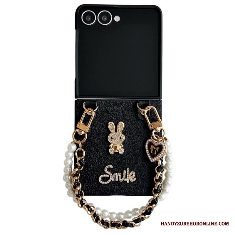 Case Samsung Galaxy Z Flip 7 Puhelinkuoret Hymiöpupu Rannekkeella