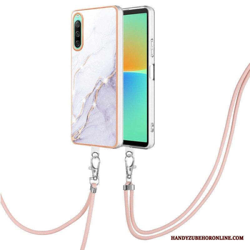 Case Sony Xperia 10 IV Kiristysnyörillä Marmorijohdolla