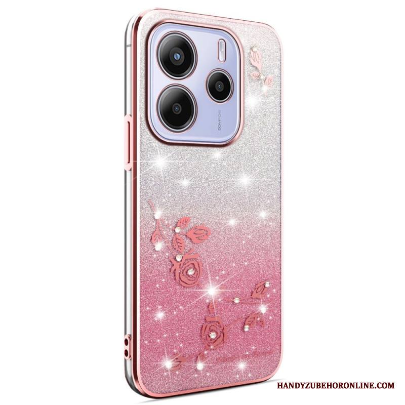 Case Xiaomi Redmi Note 14 4g Puhelinkuoret Liukuvärjätyt Kukat Kimallus