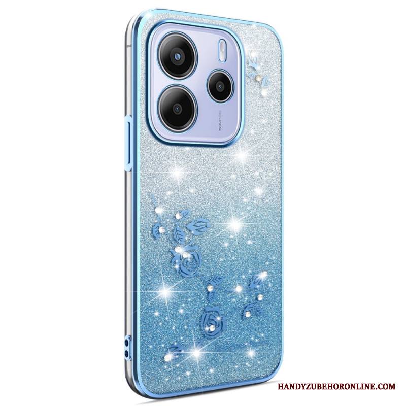 Case Xiaomi Redmi Note 14 4g Puhelinkuoret Liukuvärjätyt Kukat Kimallus