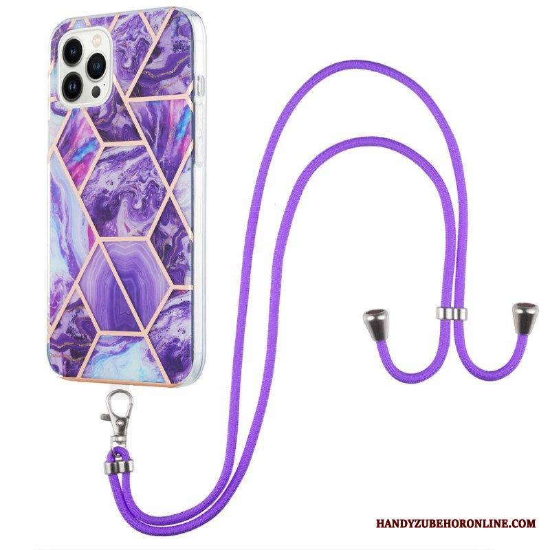 Case iPhone 15 Pro Max Kiristysnyörillä Tyylikäs Marmorijohto