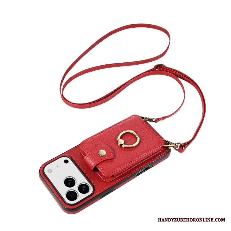 Case iPhone 17 Pro Max Puhelinkuoret Nahkakuvioinen Korttikotelo Ja Rannehihna