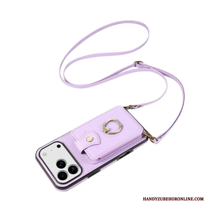 Case iPhone 17 Pro Max Puhelinkuoret Nahkakuvioinen Korttikotelo Ja Rannehihna