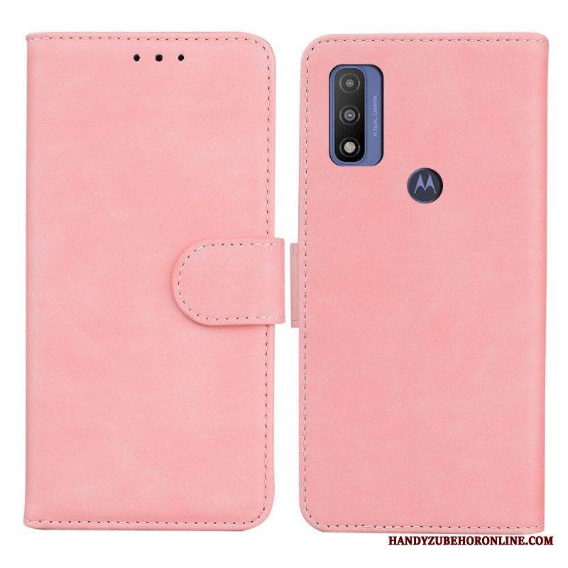 Flip Case Moto E40 / E30 / E20 Yksivärinen Nahkaefekti