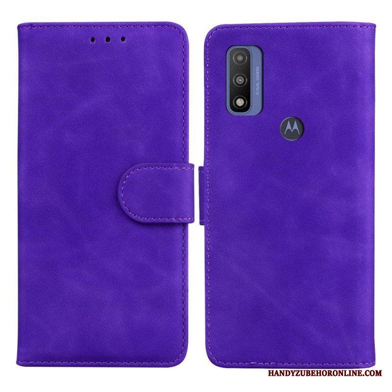Flip Case Moto E40 / E30 / E20 Yksivärinen Nahkaefekti
