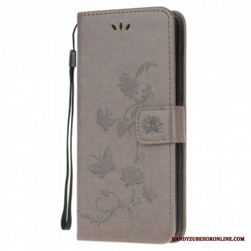 Flip Case Moto G100 Suojaketju Kuori Stringit Perhosia Ja Kukkia
