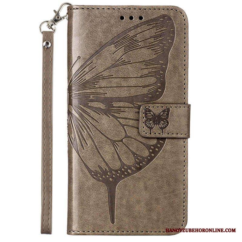Flip Case Moto G73 5G Suojaketju Kuori Strappy Kukkaperhonen