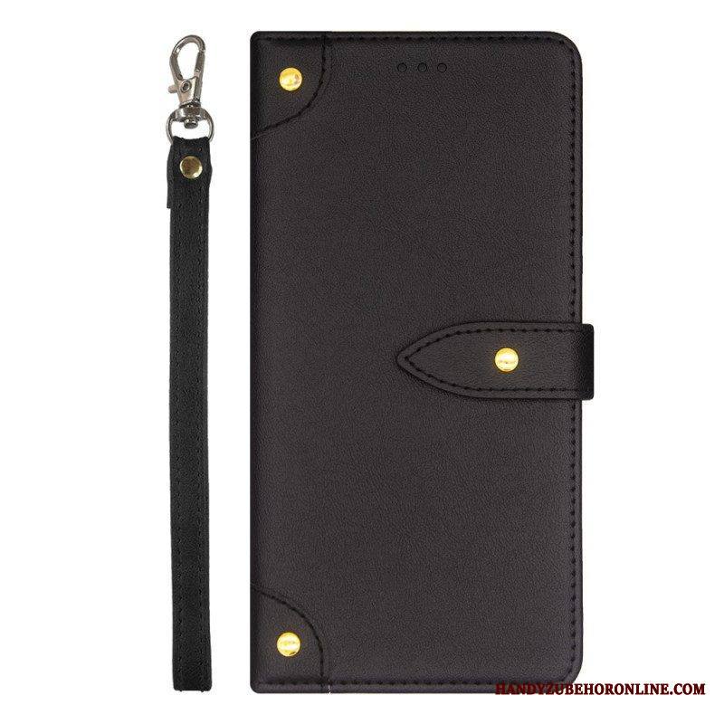 Flip Case Motorola Edge 40 Pro Niitit Ja Hihna Idewei