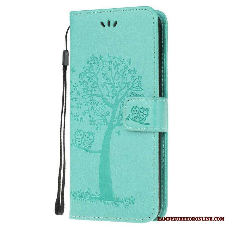 Flip Case Samsung Galaxy A42 5G Suojaketju Kuori Tangapuu Ja Pöllöt