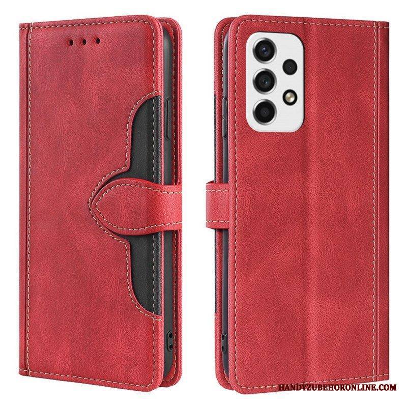 Flip Case Samsung Galaxy A53 5G Keinonahka Bicolor Tyylikäs