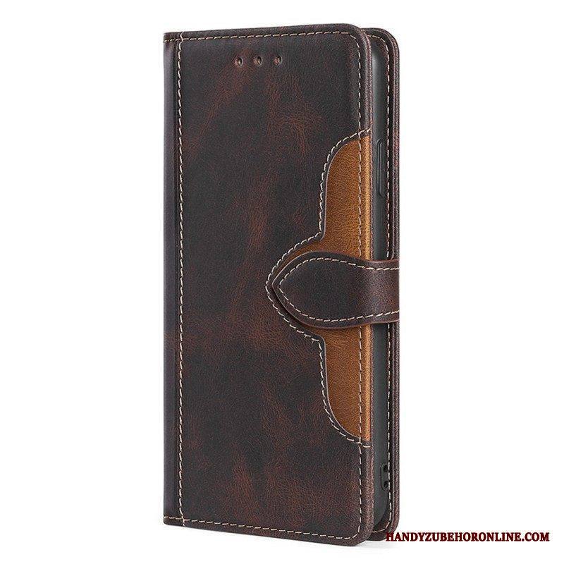 Flip Case Samsung Galaxy A53 5G Keinonahka Bicolor Tyylikäs