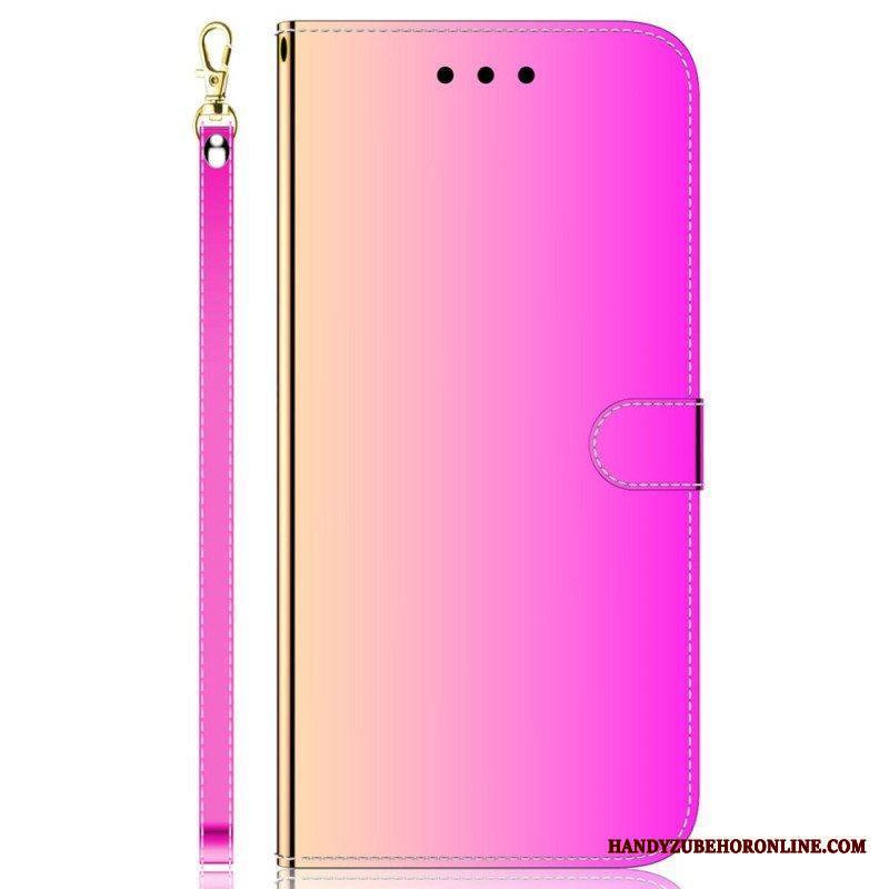 Flip Case Samsung Galaxy M13 Peili Ja Kaulanauha