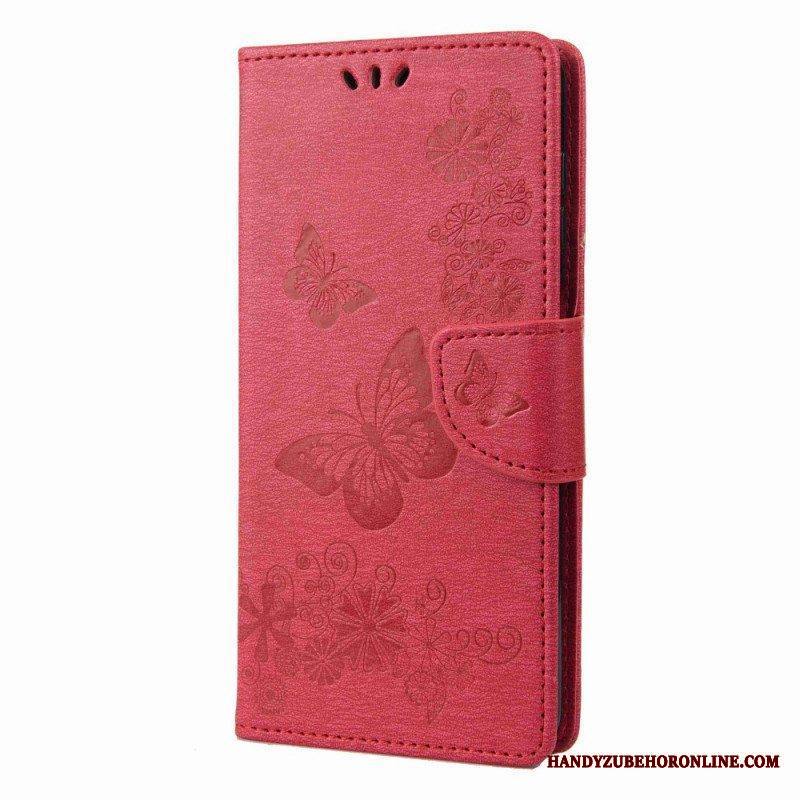 Flip Case Samsung Galaxy M53 5G Suojaketju Kuori Strappy Butterflies Design