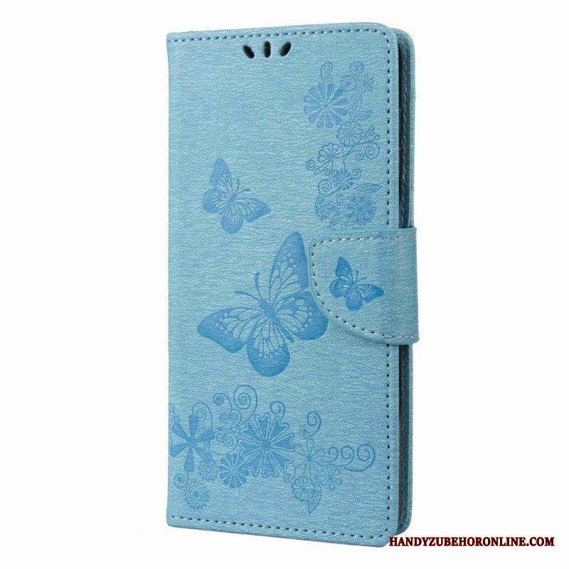 Flip Case Samsung Galaxy M53 5G Suojaketju Kuori Strappy Butterflies Design