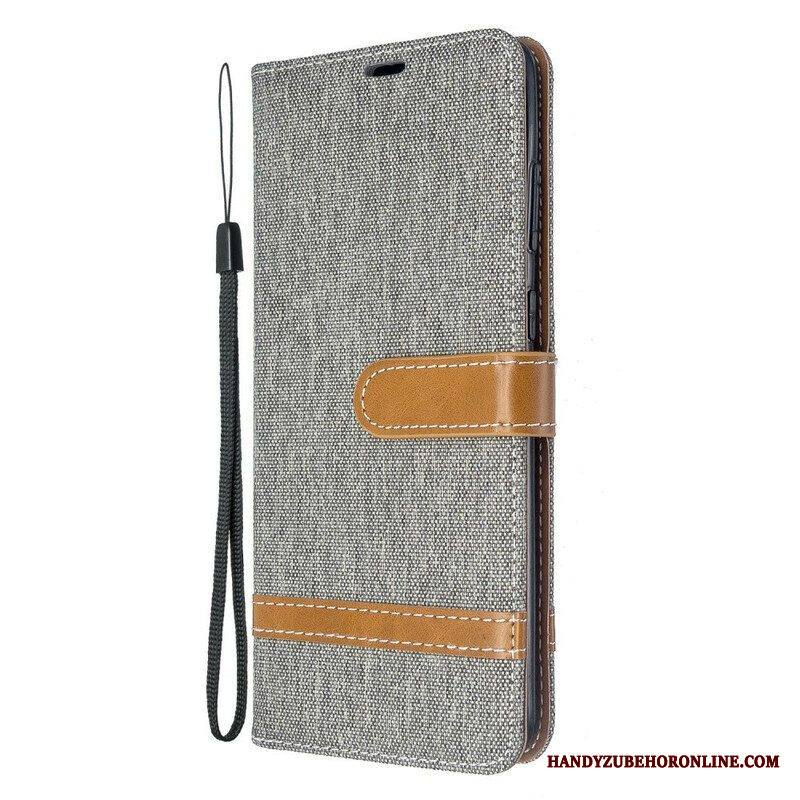 Flip Case Samsung Galaxy S20 Plus / S20 Plus 5G Suojaketju Kuori Kangas- Ja Nahkaefektihihna