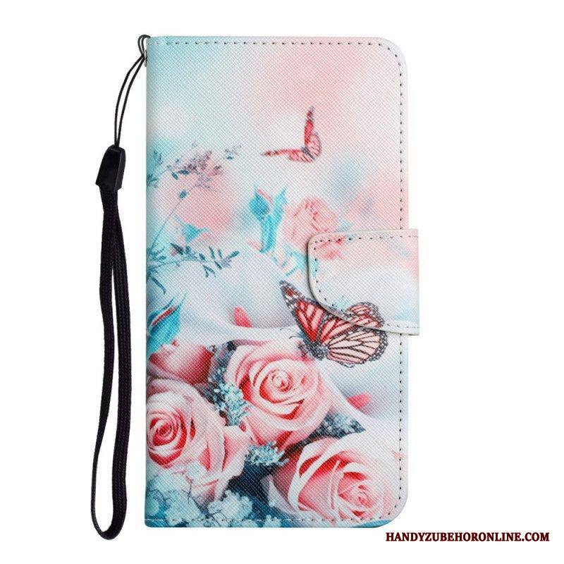 Flip Case Samsung Galaxy S22 Ultra 5G Kukkakimppu Ja Perhosia