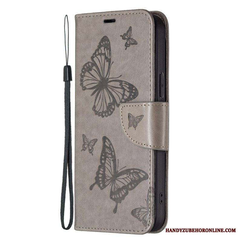 Flip Case Xiaomi 13 Suojaketju Kuori Perhosille Painettu Olkahihna