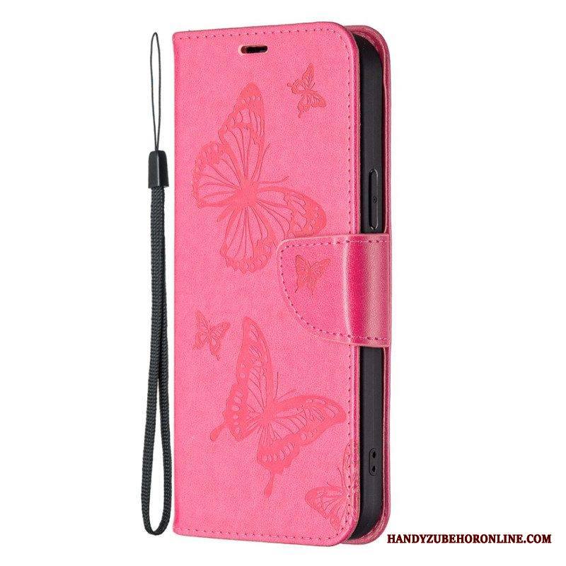 Flip Case Xiaomi 13 Suojaketju Kuori Perhosille Painettu Olkahihna