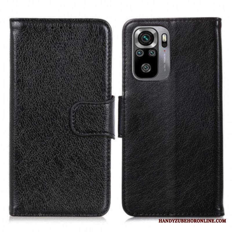Flip Case Xiaomi Redmi Note 10 / 10S Halkaistu Nappan Nahka