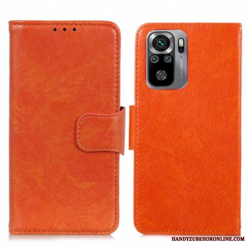 Flip Case Xiaomi Redmi Note 10 / 10S Halkaistu Nappan Nahka