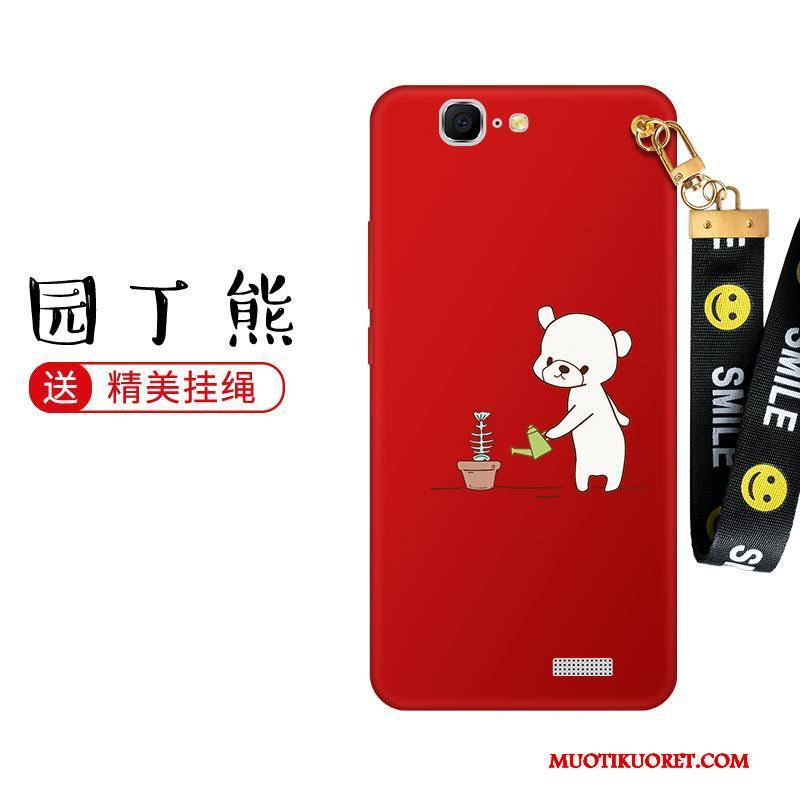 Huawei Ascend G7 Kuori Suojaus All Inclusive Silikoni Pesty Suede Kotelo Punainen Ripustettavat Koristeet