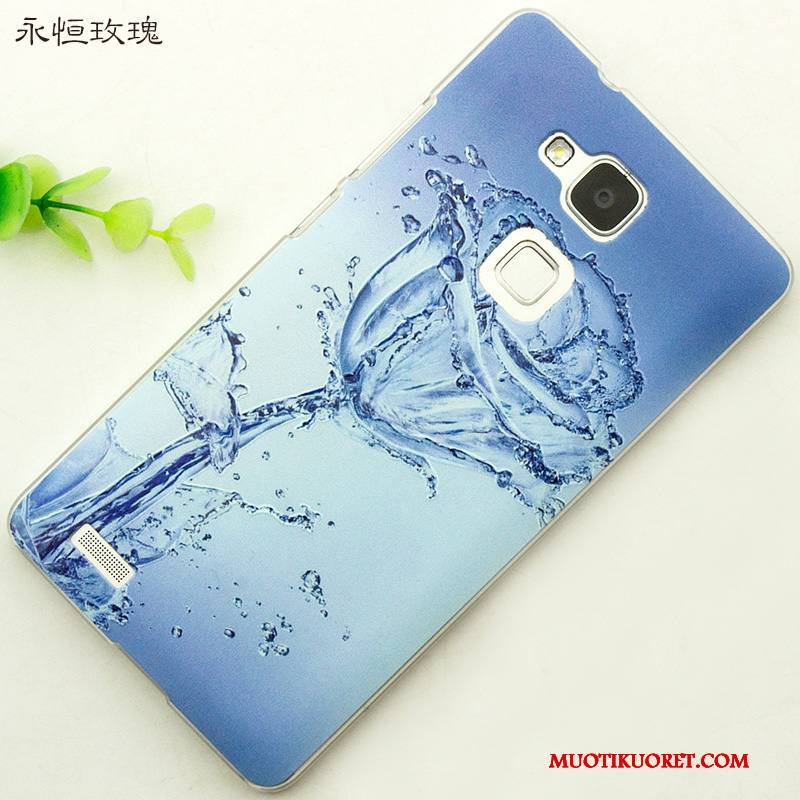 Huawei Ascend Mate 7 Kuori Murtumaton Kotelo Luova Suojaus Trendi Kohokuviointi Sininen