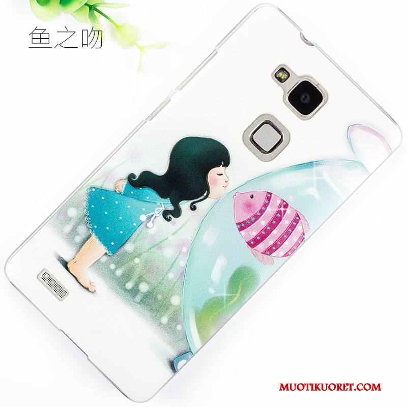 Huawei Ascend Mate 7 Kuori Murtumaton Kotelo Luova Suojaus Trendi Kohokuviointi Sininen
