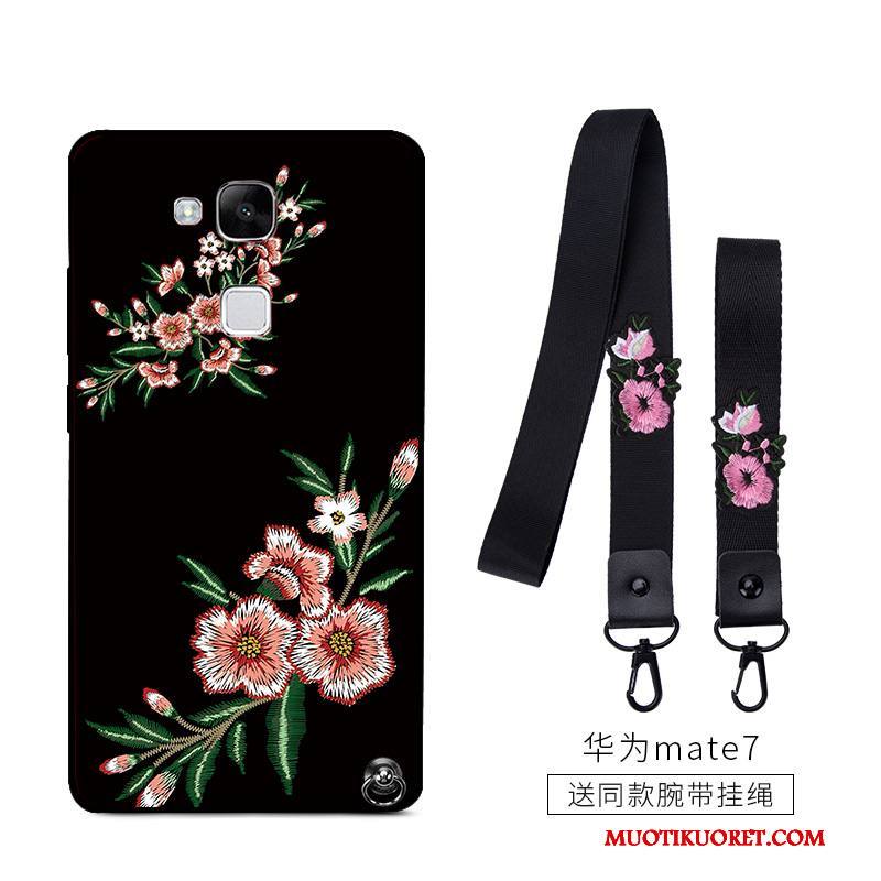 Huawei Ascend Mate 7 Kuori Puhelimen Kuoret Musta Luova Pehmeä Neste Silikoni Sarjakuva Persoonallisuus