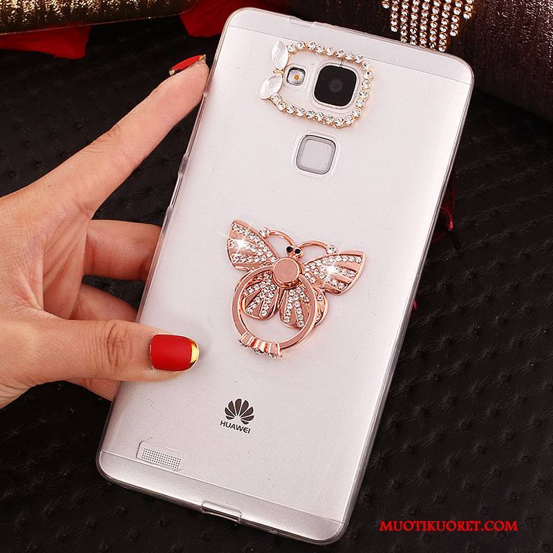 Huawei Ascend Mate 7 Läpinäkyvä Kulta Kuori Kotelo Puhelimen Pehmeä Neste Strassi