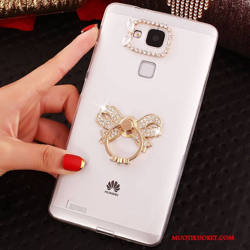 Huawei Ascend Mate 7 Läpinäkyvä Kulta Kuori Kotelo Puhelimen Pehmeä Neste Strassi