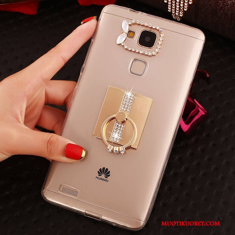 Huawei Ascend Mate 7 Läpinäkyvä Kulta Kuori Kotelo Puhelimen Pehmeä Neste Strassi