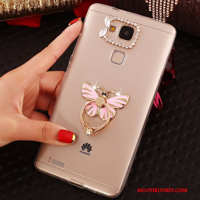 Huawei Ascend Mate 7 Läpinäkyvä Kulta Kuori Kotelo Puhelimen Pehmeä Neste Strassi