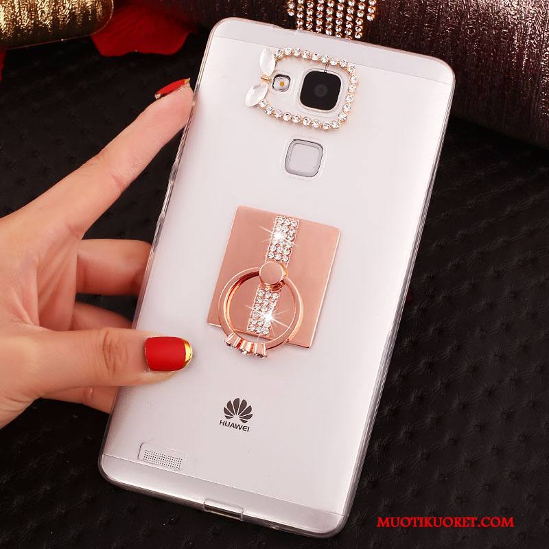 Huawei Ascend Mate 7 Läpinäkyvä Kulta Kuori Kotelo Puhelimen Pehmeä Neste Strassi