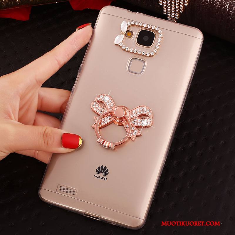 Huawei Ascend Mate 7 Läpinäkyvä Kulta Kuori Kotelo Puhelimen Pehmeä Neste Strassi