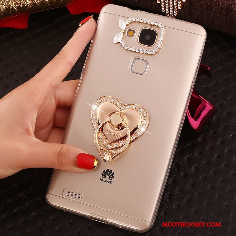 Huawei Ascend Mate 7 Läpinäkyvä Kulta Kuori Kotelo Puhelimen Pehmeä Neste Strassi