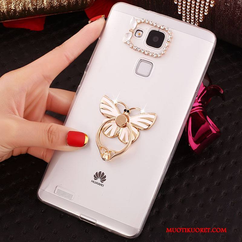 Huawei Ascend Mate 7 Läpinäkyvä Kulta Kuori Kotelo Puhelimen Pehmeä Neste Strassi