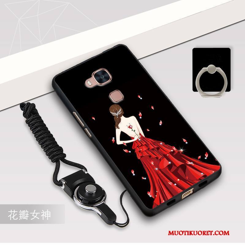 Huawei G7 Plus Kuori Silikoni Ripustettavat Koristeet Suojaus Murtumaton Punainen Musta Kotelo