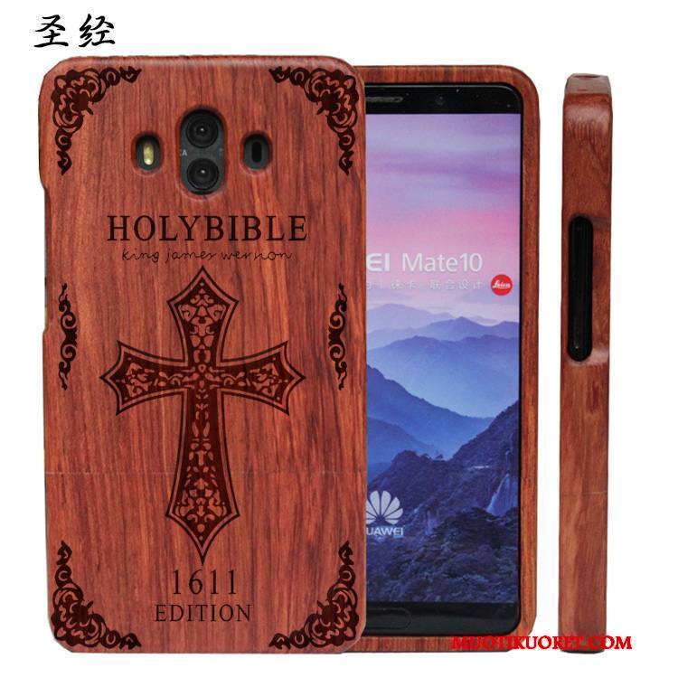 Huawei Mate 10 Kuori Muokata Kova Kohokuviointi Massiivipuu Kotelo All Inclusive Ylellisyys