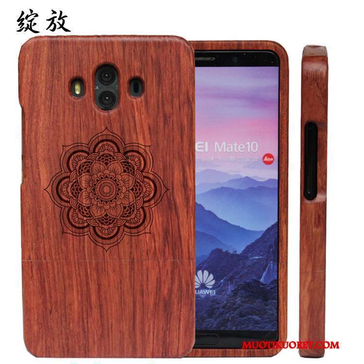 Huawei Mate 10 Kuori Muokata Kova Kohokuviointi Massiivipuu Kotelo All Inclusive Ylellisyys
