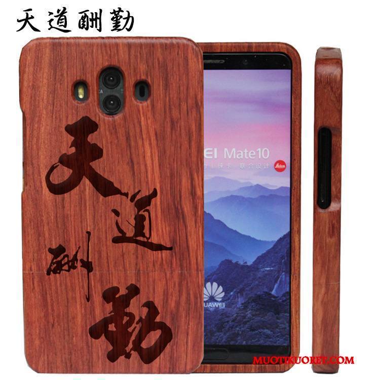 Huawei Mate 10 Kuori Muokata Kova Kohokuviointi Massiivipuu Kotelo All Inclusive Ylellisyys