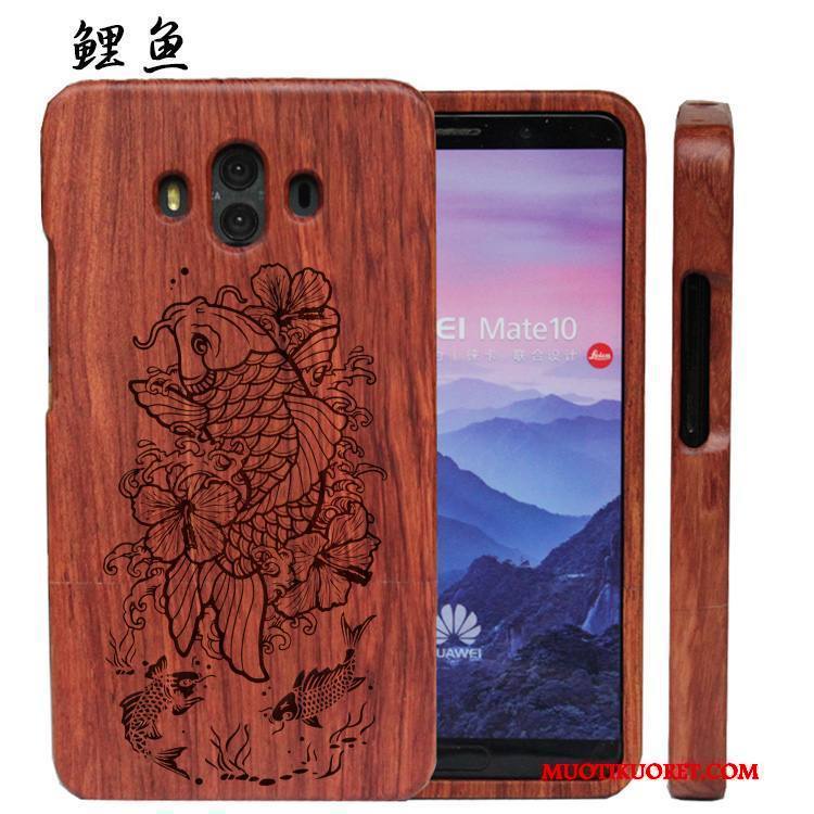 Huawei Mate 10 Kuori Muokata Kova Kohokuviointi Massiivipuu Kotelo All Inclusive Ylellisyys