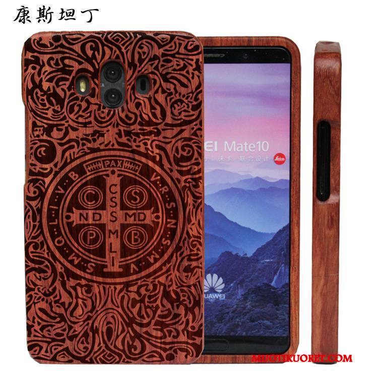 Huawei Mate 10 Kuori Muokata Kova Kohokuviointi Massiivipuu Kotelo All Inclusive Ylellisyys