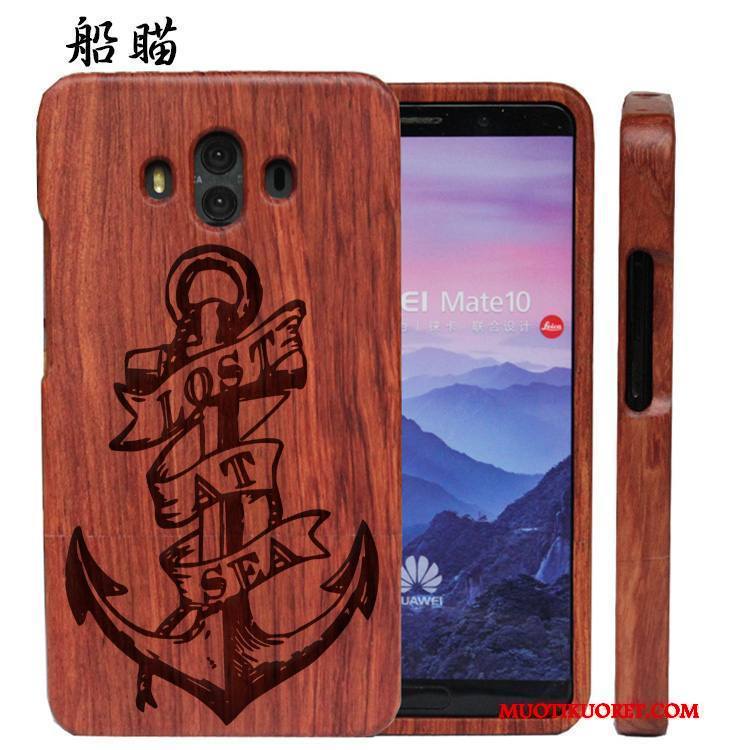 Huawei Mate 10 Kuori Muokata Kova Kohokuviointi Massiivipuu Kotelo All Inclusive Ylellisyys
