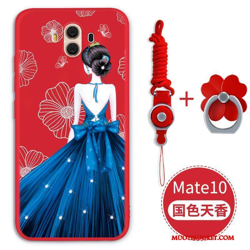Huawei Mate 10 Kuori Puhelimen Kuoret All Inclusive Kohokuviointi Musta Kotelo Silikoni Murtumaton